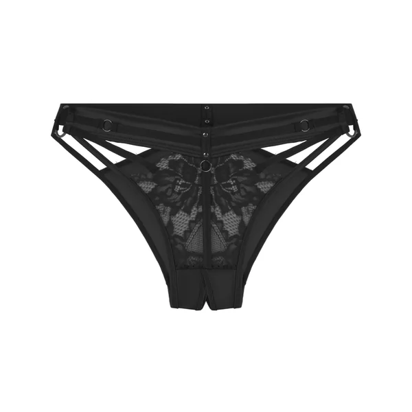 Slip brésilien ouvert à l'entrejambe Emmeline - Noir