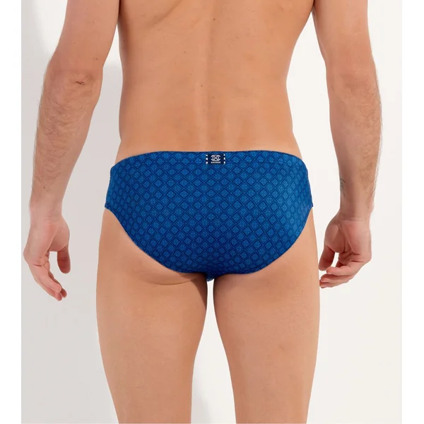 Slip de bain bleu pour homme imprimé motifs géométrique Hendaye