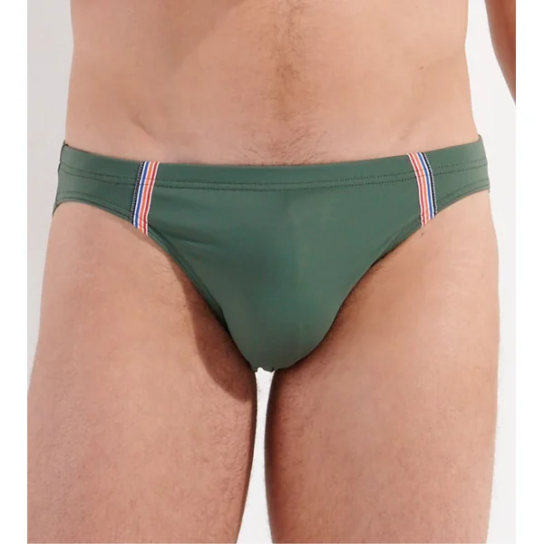 Slip de bain micro uni Nautical Vert Kaki