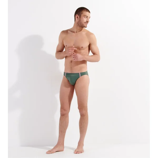 Slip de bain micro uni Nautical Vert Kaki