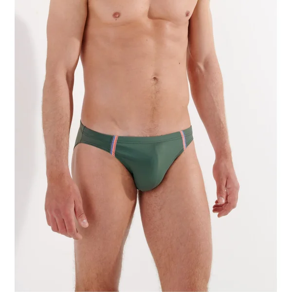 Slip de bain micro uni Nautical Vert Kaki