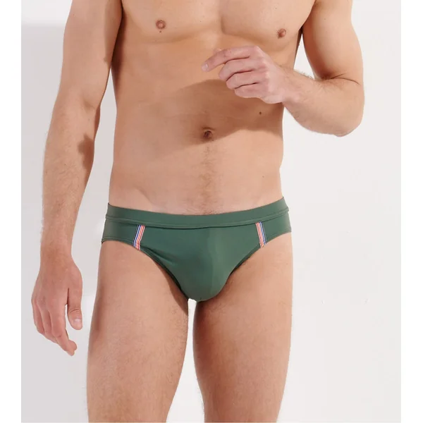 Slip de bain mini uni Nautical Vert Kaki