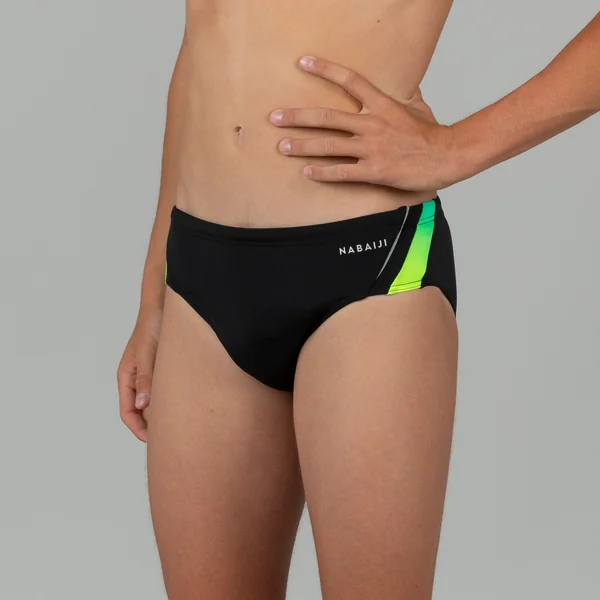 Slip de bain natation Garçon ado, 900 Yoke noir vert