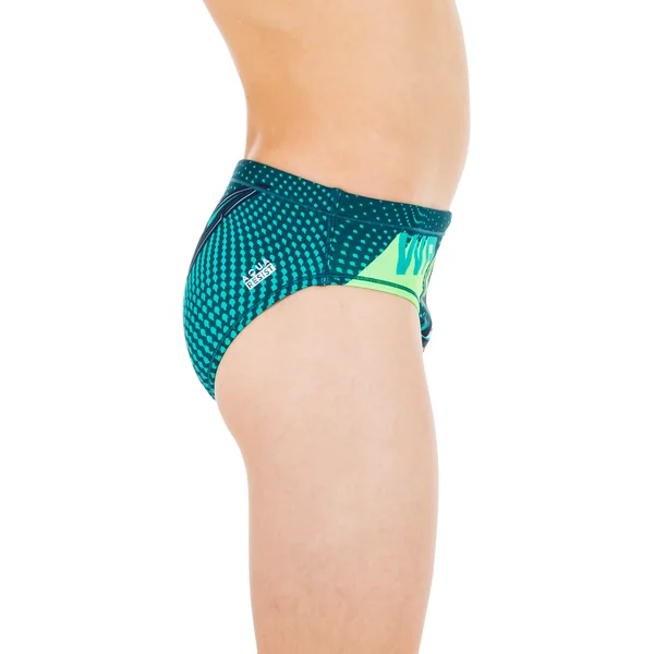 Slip de bain water polo Garçon - 500 Shark bleu foncé et turquoise