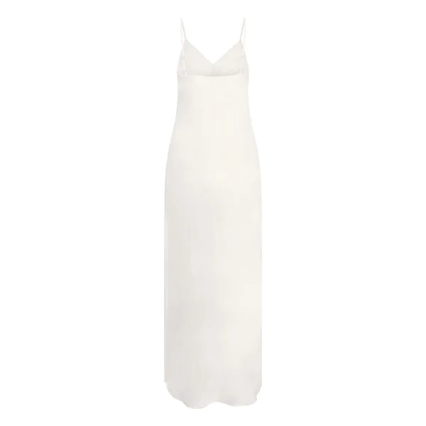 Slip dress longue en satin floral - Blanc