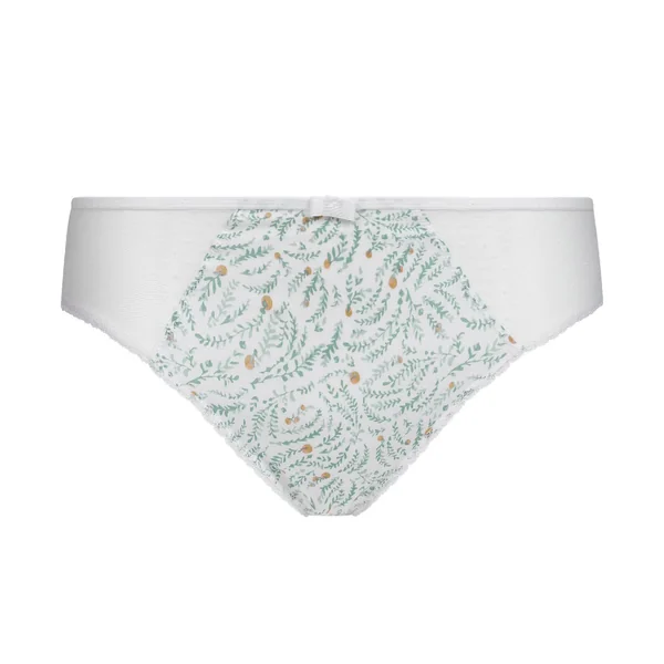 Slip femme coton et tulle à motif végétal Blanc Generous Coton Bio