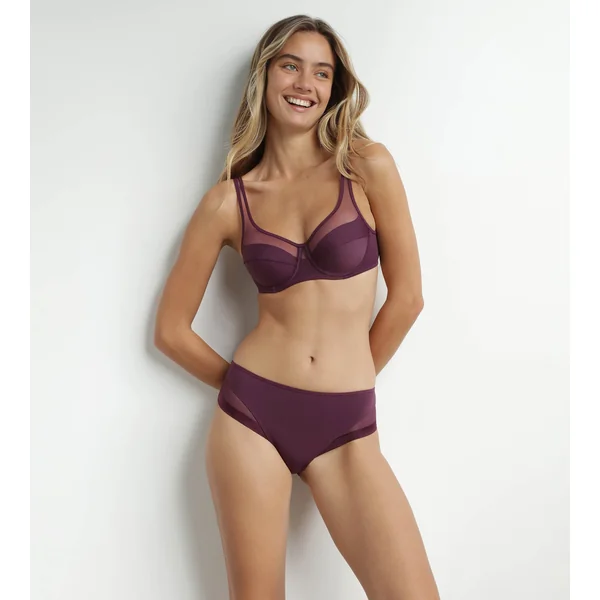 Slip femme en microfibre et tulle Prune Dim Generous