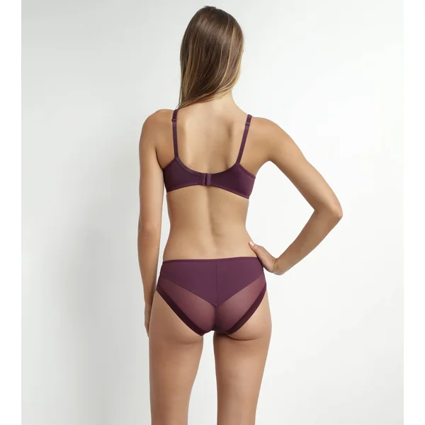 Slip femme en microfibre et tulle Prune Dim Generous