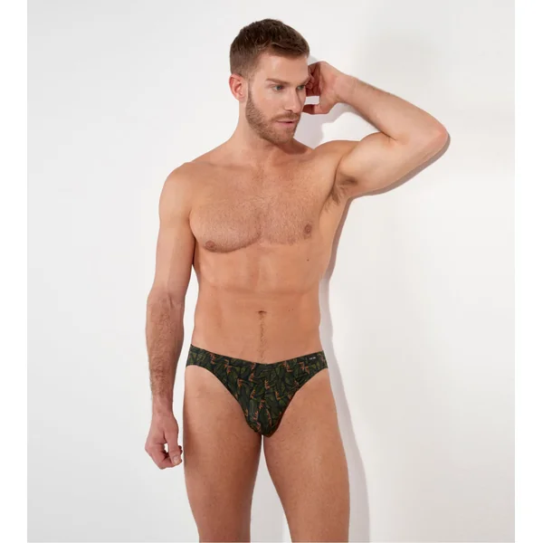 Slip pour homme Vizzanova imprimé minimaliste vert kaki
