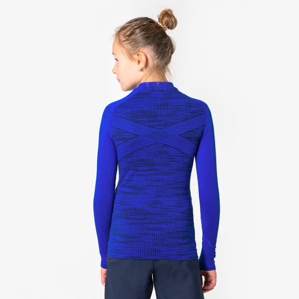 Sous-vetement thermique haut manches longues enfant bleu indigo keepdry 500