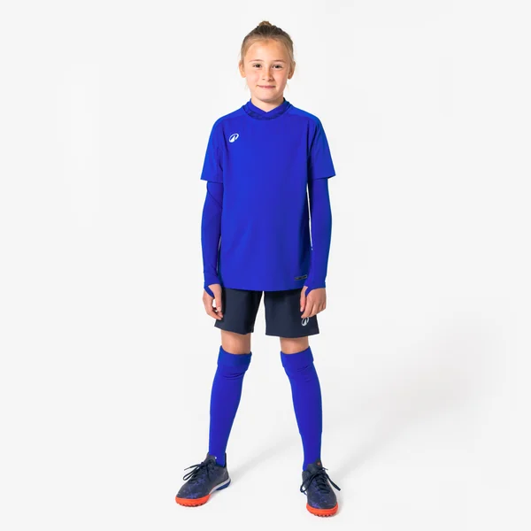 Sous-vetement thermique haut manches longues enfant bleu indigo keepdry 500