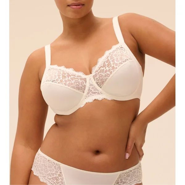 Soutien gorge blanc pour bonnets profonds Caresse