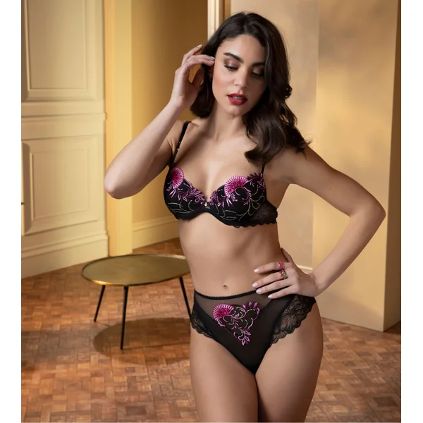 Soutien gorge coques progressives Floraison Passion Safran Rose