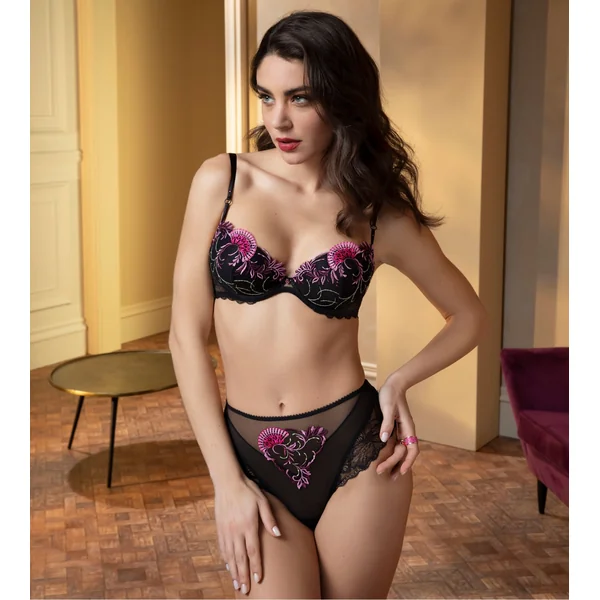 Soutien gorge coques progressives Floraison Passion Safran Rose