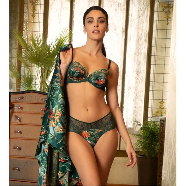 Soutien gorge emboîtant vert avec dentelle et imprimé floral Tropique en Fleurs Nature Tropic