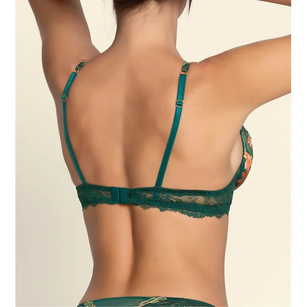 Soutien gorge Glam vert à armatures avec dentelle et imprimé floral Tropique en Fleurs Nature Tropic