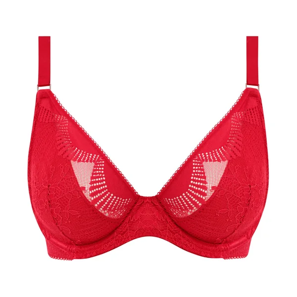 Soutien gorge plongeant avec armatures rouge en dentelle Sensu Lace Salsa
