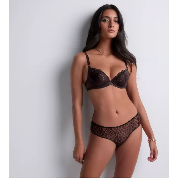Soutien gorge push-up motif animalier Crazy in Love Satin Brown