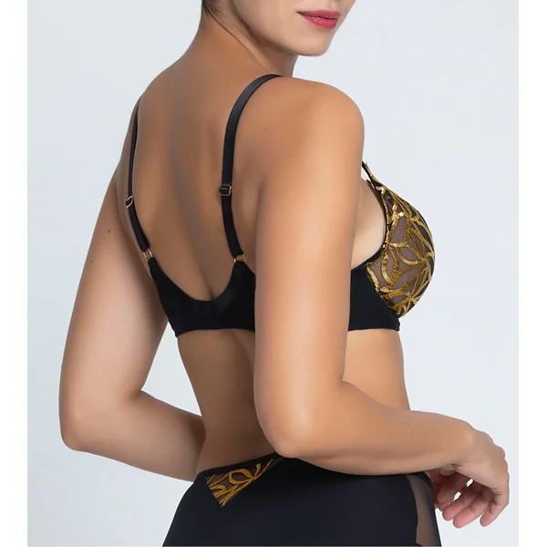 Soutien gorge triangle Glam (bonnets D,E) Éclats d'Or Noir Or