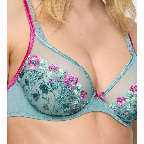 Soutien gorge triangle plongeant vert d'eau & rose Lizelot Bali Green