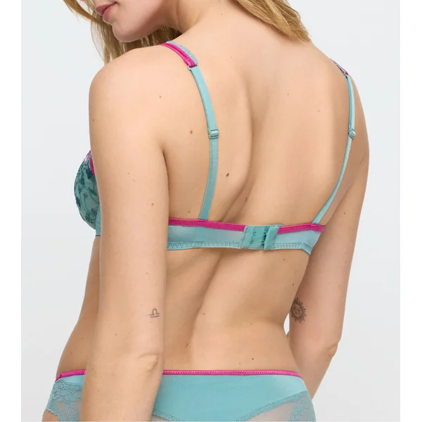 Soutien gorge triangle plongeant vert d'eau & rose Lizelot Bali Green