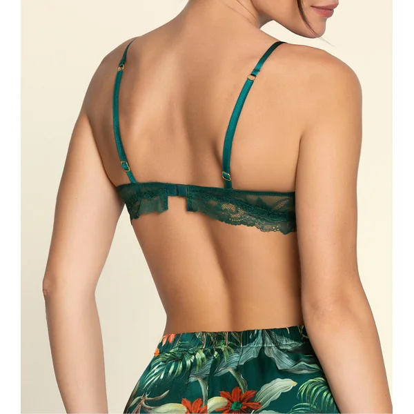 Soutien gorge triangle sans armatures avec imprimé floral satiné et dentelle Tropique en Fleurs Nature Tropic