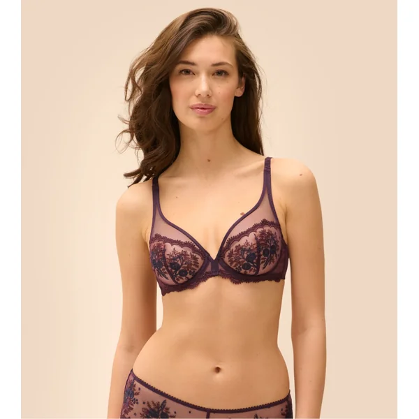 Soutien gorge violet plongeant armatures Intrigue Figue