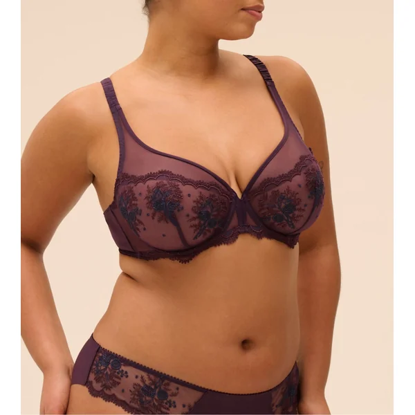 Soutien gorge violet plongeant armatures Intrigue Figue