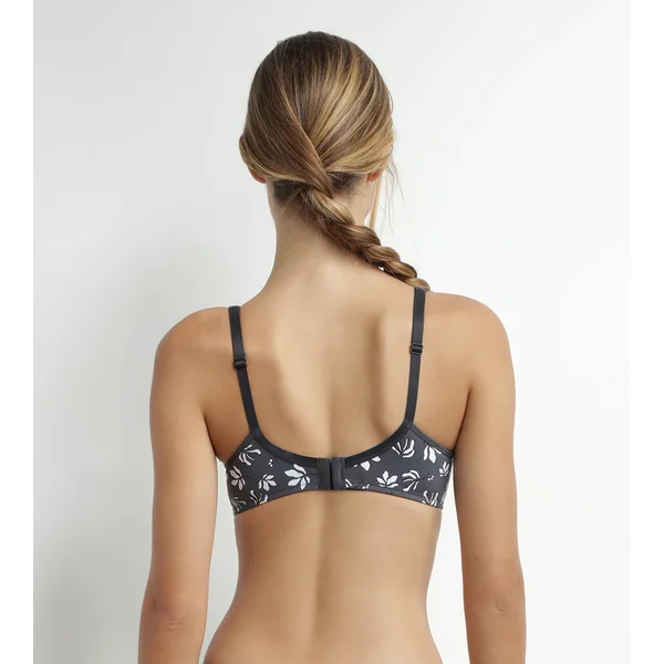 Soutien-gorge armatures microfibre florale et tulle Gris Dim Generous