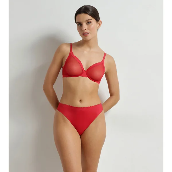 Soutien-gorge corbeille en tulle Rouge Dim Body Touch Cheeky
