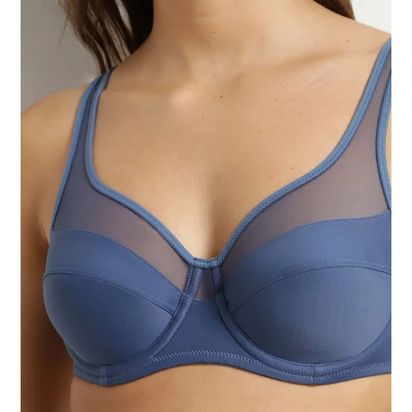 Soutien-gorge emboîtant en microfibre et tulle Bleu Cendré Generous