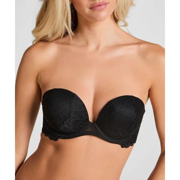 Soutien-gorge maximiseur préformé sans bretelles Posie - Noir