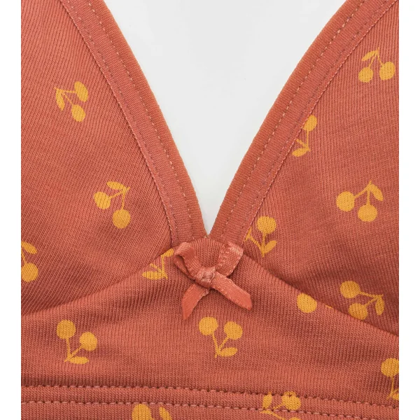 Soutien-gorge triangle fille motif cerise Jaune Les Pockets