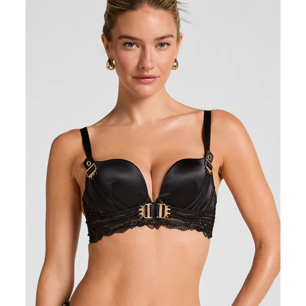 Soutien-gorge à armatures longline push-up préformé Avela - Noir