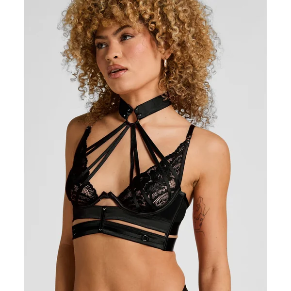 Soutien-gorge à armatures non rembourré longline Amelie - Noir
