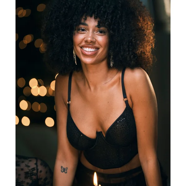 Soutien-gorge à armatures non-rembourré longline Elle - Noir