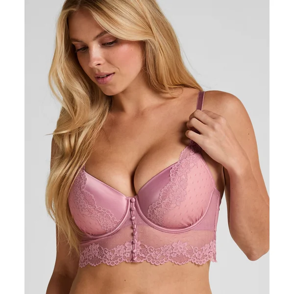 Soutien-gorge à armatures rembourré longline Laila - Rose