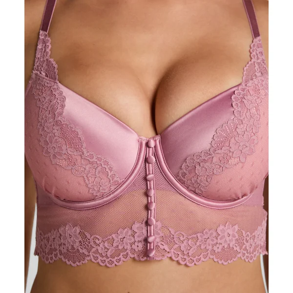Soutien-gorge à armatures rembourré longline Laila - Rose