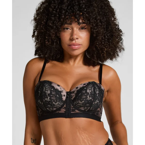 Soutien-gorge à armatures rembourré longline Lou - Noir
