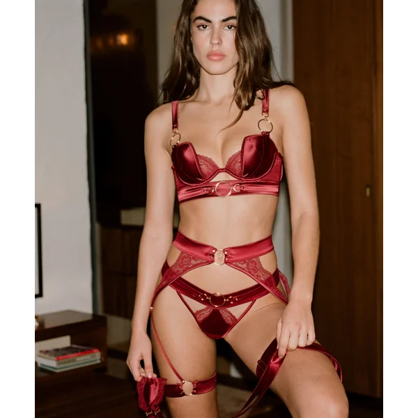 Soutien-gorge à armatures rembourré longline Marjolein - Rouge