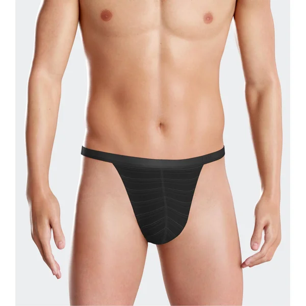 String homme avec ceinture élastique confortable I AM à rayures noir