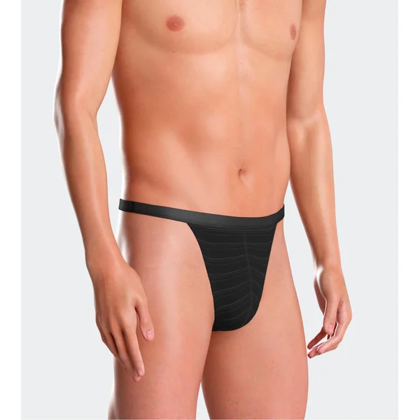 String homme avec ceinture élastique confortable I AM à rayures noir
