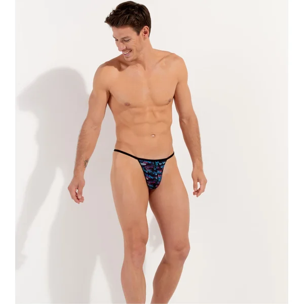 String homme imprimé Rock Noir