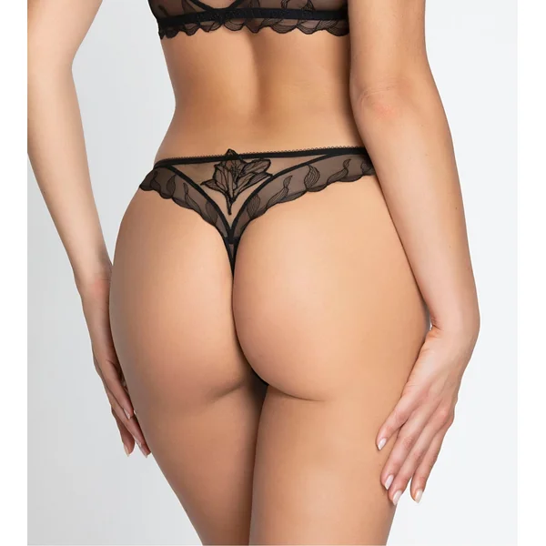 String noir en tulle brodé Désir et Volupté