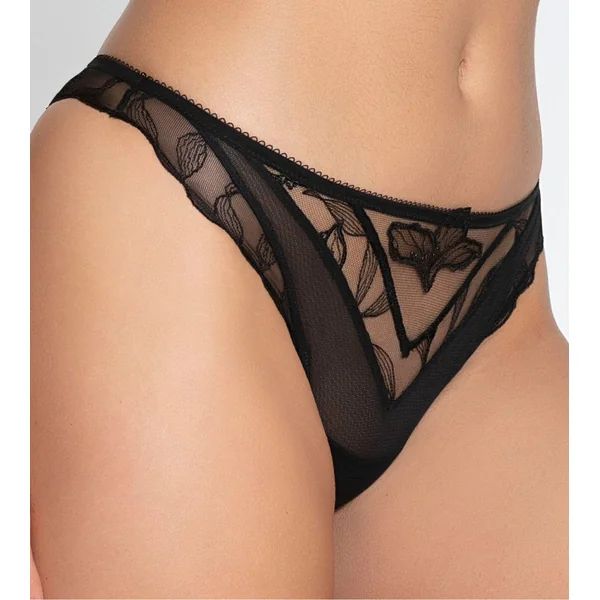 String noir en tulle brodé Désir et Volupté