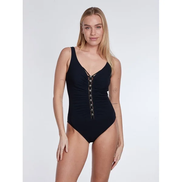 Sunflair - Maillot une pièce plissé avec bretelles ajustables F Noir 18
