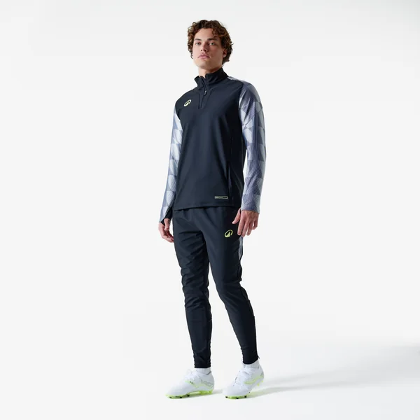 Sweat 1/2 zip de football adulte Viralto Dop noir et gris
