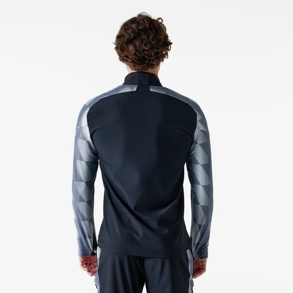 Sweat 1/2 zip de football adulte Viralto Dop noir et gris
