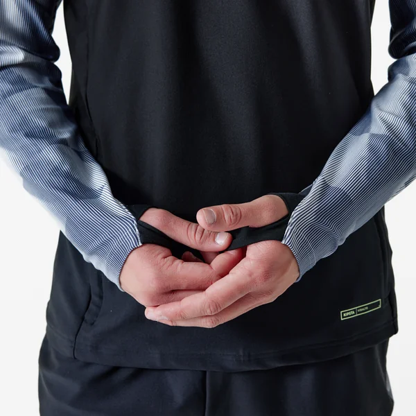Sweat 1/2 zip de football adulte Viralto Dop noir et gris