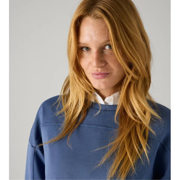 Sweat femme à col rond Bleu